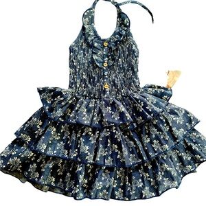 Lele Vintage Sz 5 denim halter dress, NWTS